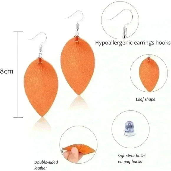 Leather Feather Earrings - Picture 2 of 3